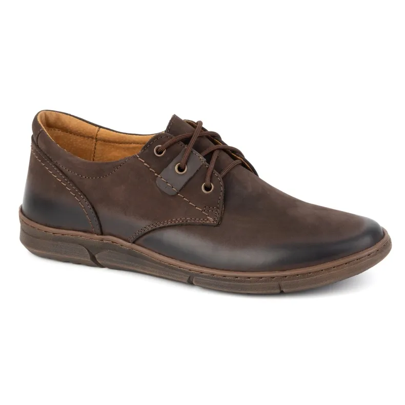 Olivier Men's Elevator Shoes Casual Lace-up Leather 237KZ + 2.5 cm Brown