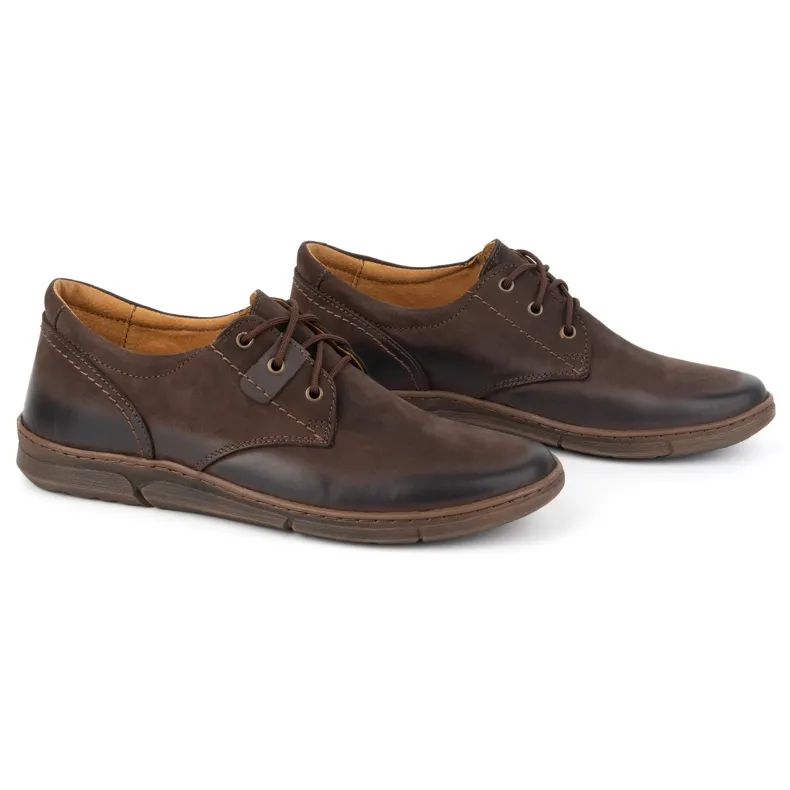 Olivier Men's Elevator Shoes Casual Lace-up Leather 237KZ + 2.5 cm Brown