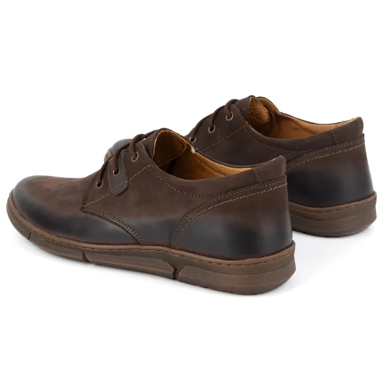 Olivier Men's Elevator Shoes Casual Lace-up Leather 237KZ + 2.5 cm Brown