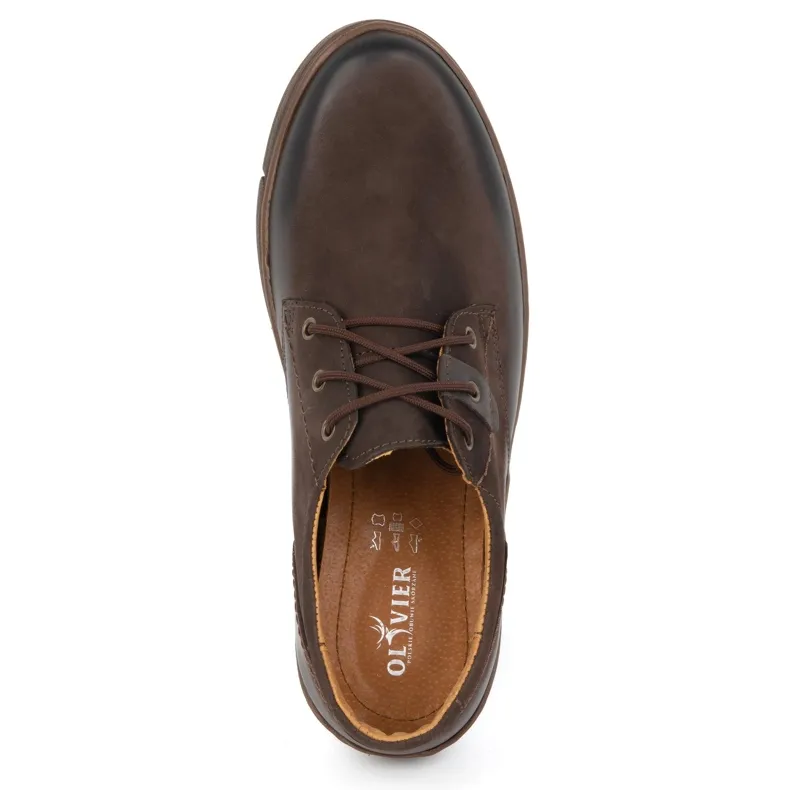 Olivier Men's Elevator Shoes Casual Lace-up Leather 237KZ + 2.5 cm Brown