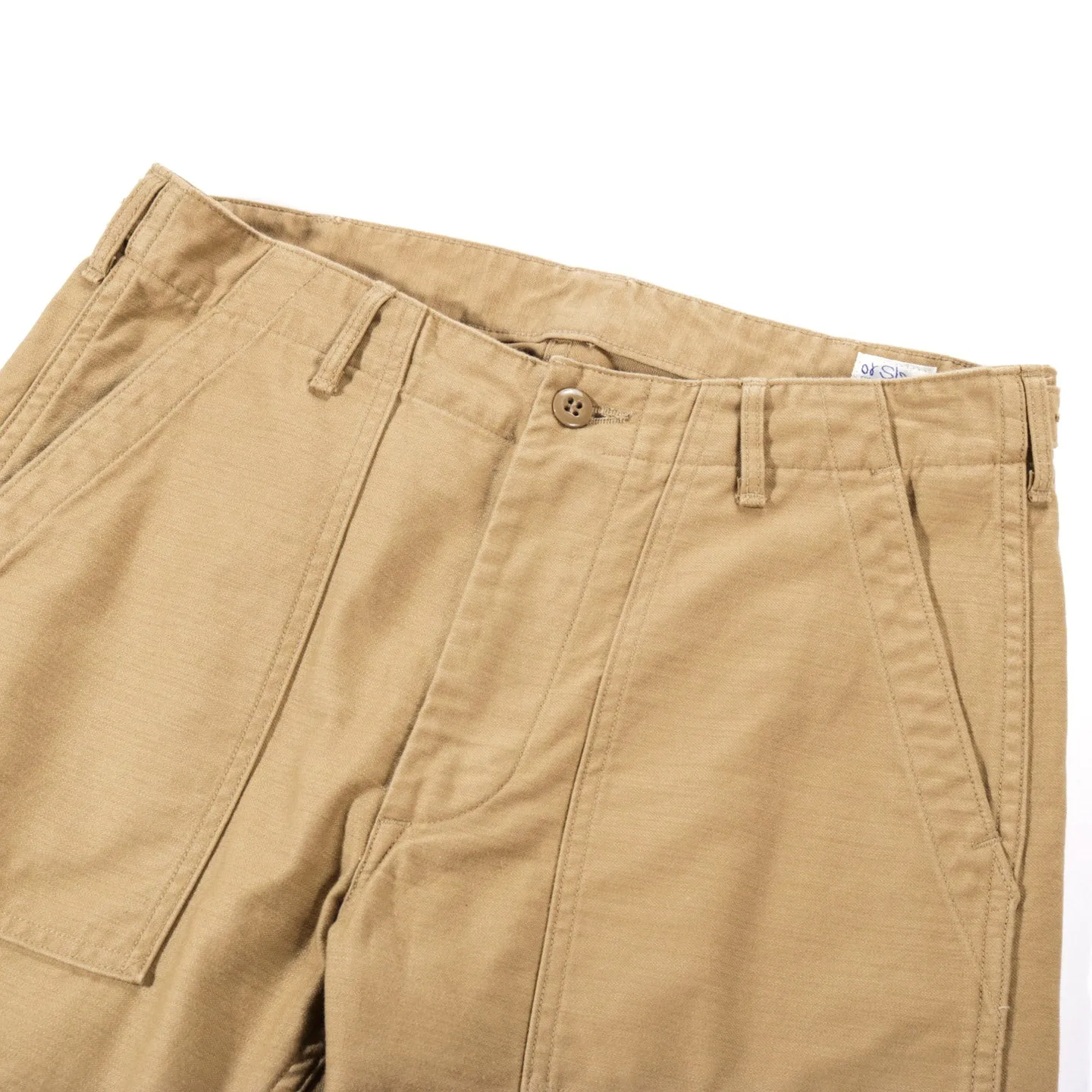 ORSLOW SLIM FIT FATIGUE PANTS KHAKI REVERSE SATEEN