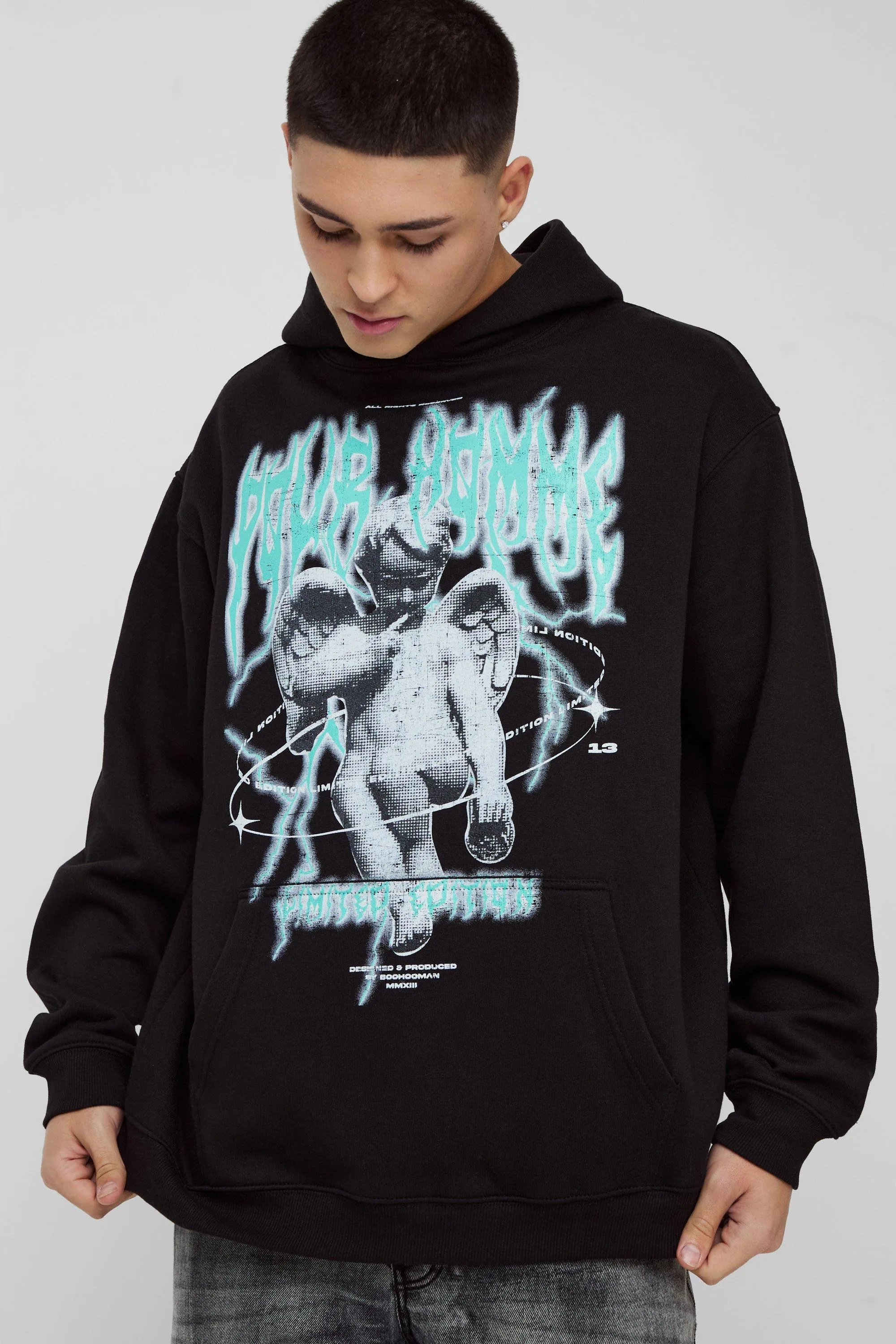 Oversized Angel Graphic Hoodie