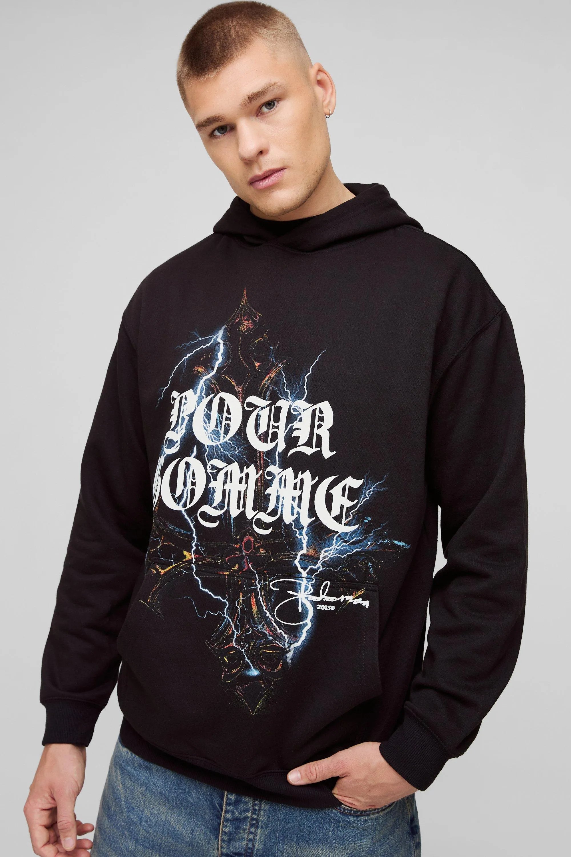 Oversized Pour Homme Gothic Graphic Hoodie