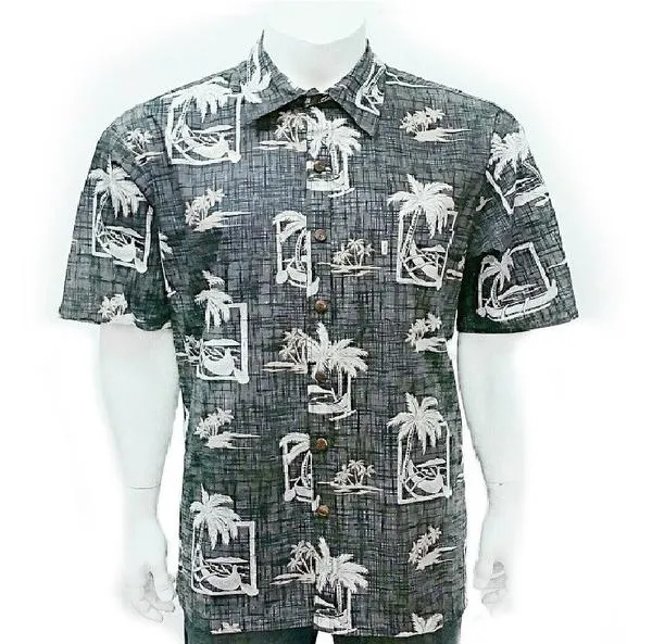 Palm Canoe Reverse Print Aloha Shirt