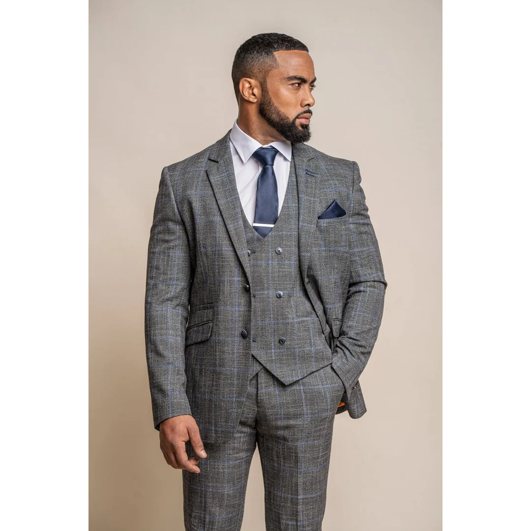 Power - Men's Grey Check Slim Fit Blazer