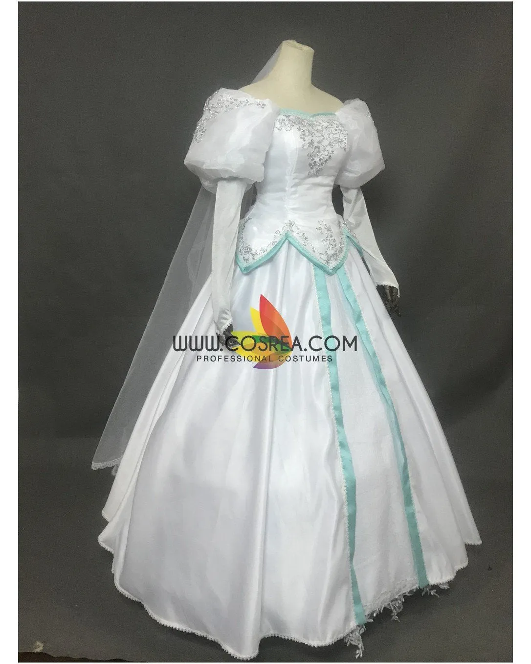 Princess Ariel Embroidered Wedding Dress Little Mermaid Cosplay Costume