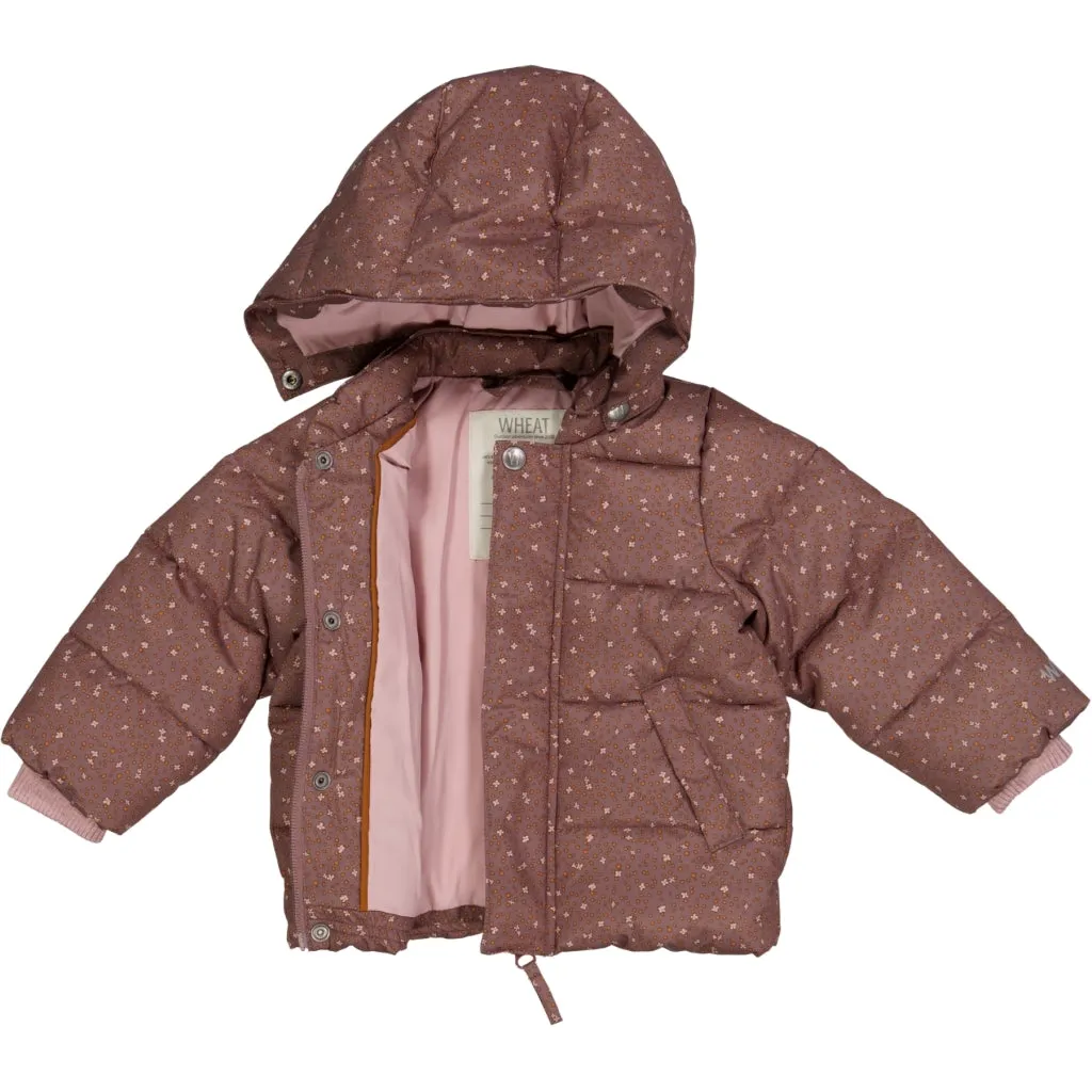 Puffer Jacket River - powder plum dots