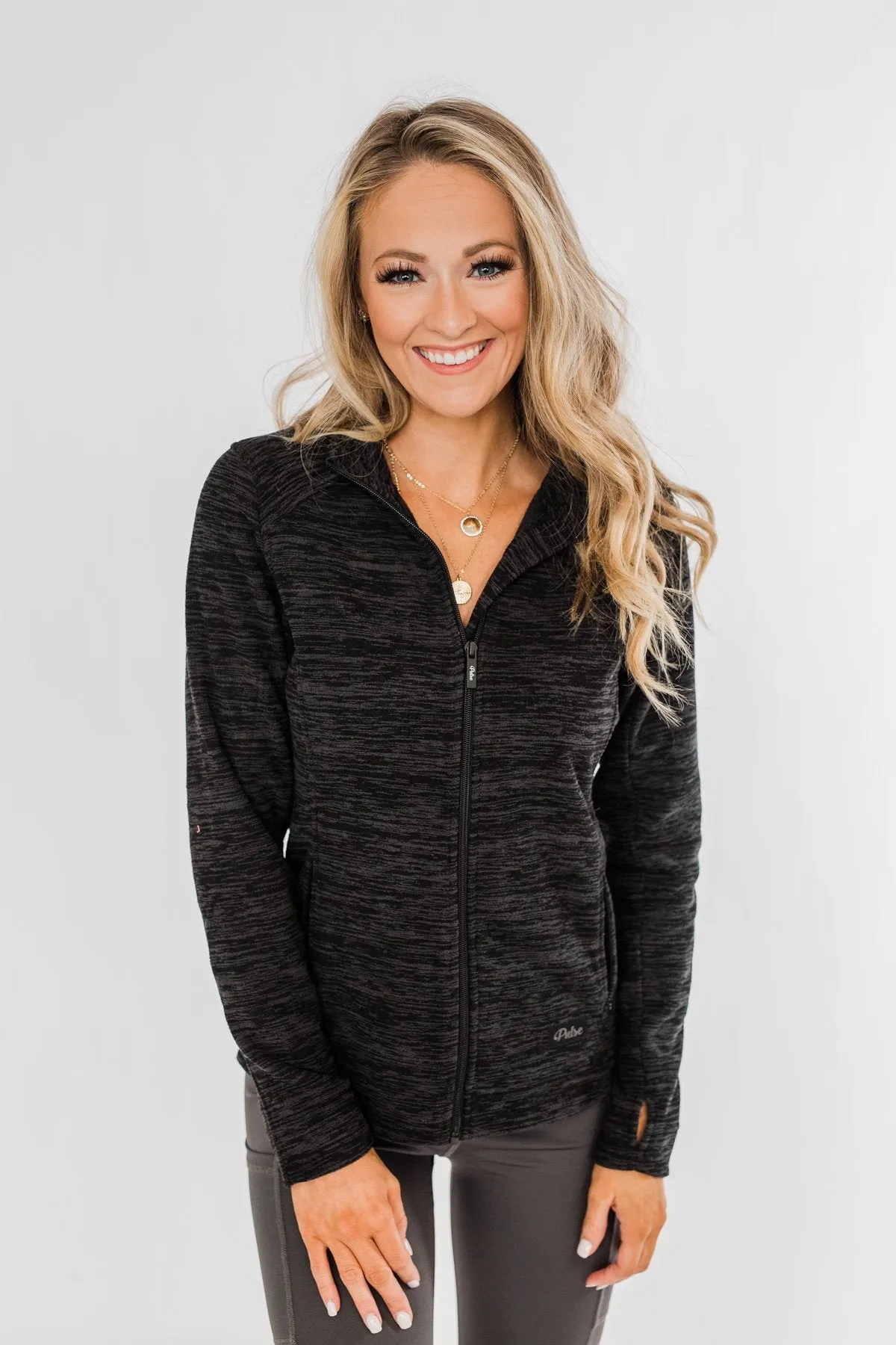 Pulse Exclusive Zip Up Athleisure Jacket- Black