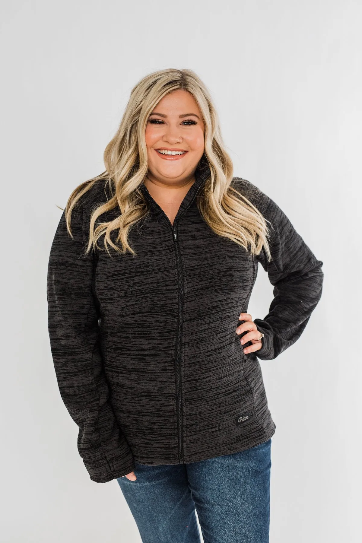 Pulse Exclusive Zip Up Athleisure Jacket- Black