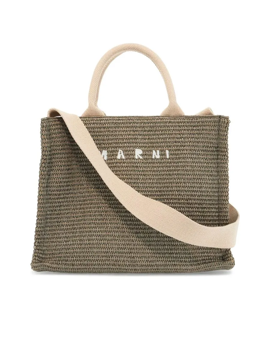 Raffiaeffect Canvas Small Tote Bag