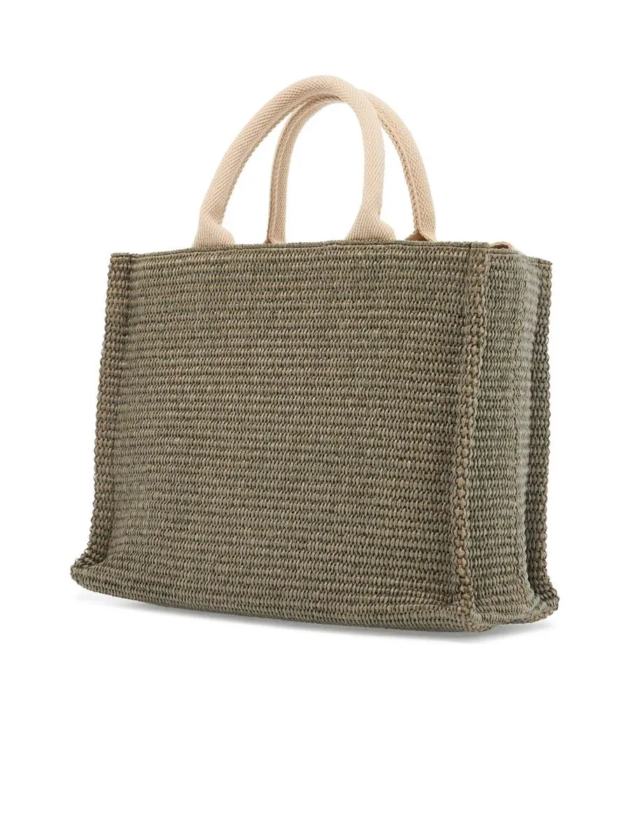 Raffiaeffect Canvas Small Tote Bag