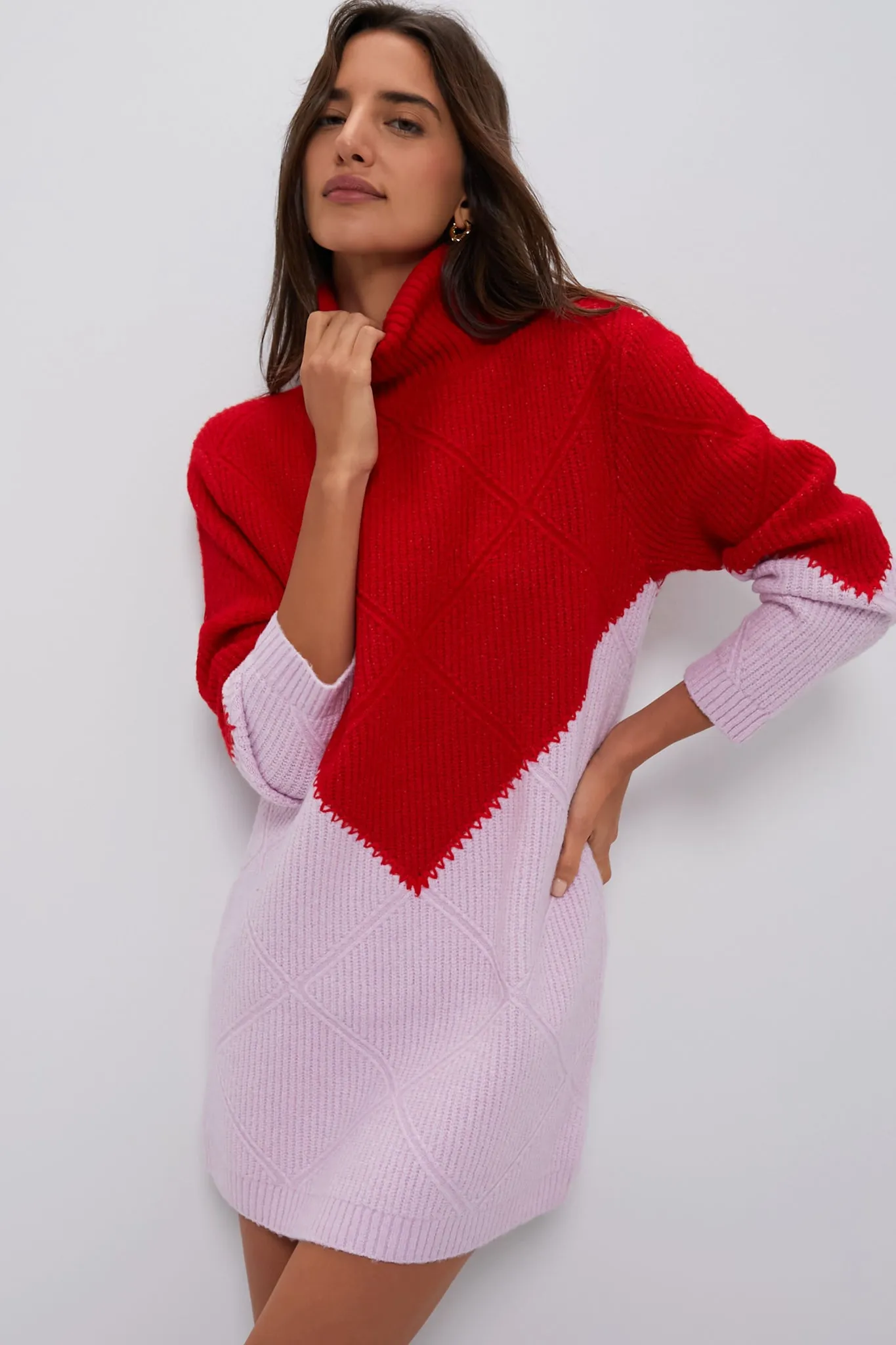 Red & Pink Diamond Demi Sweater Dress