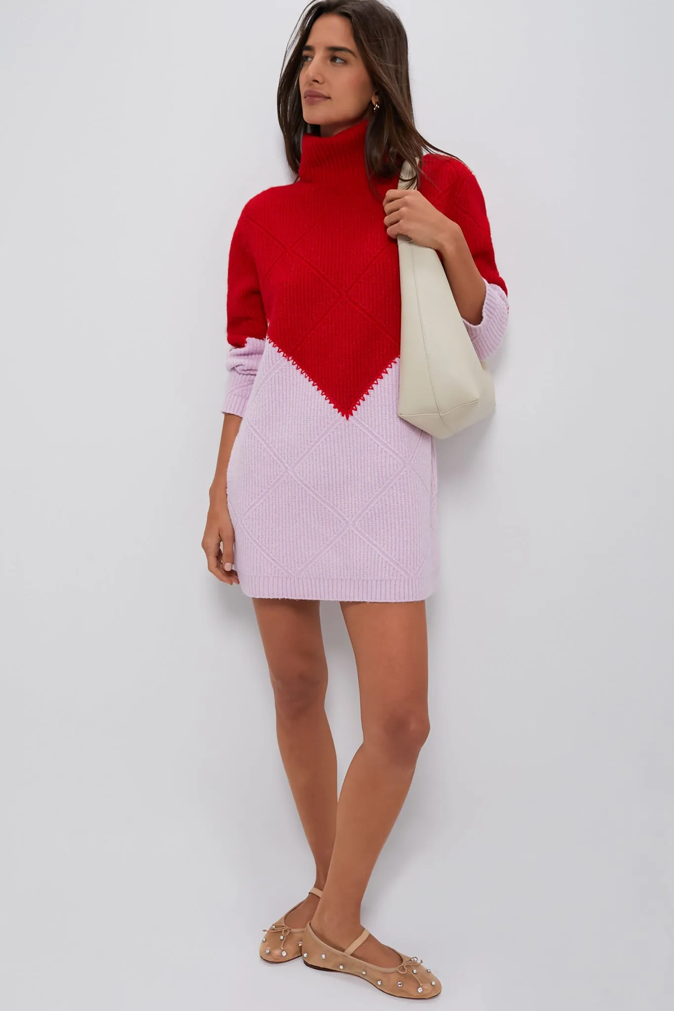 Red & Pink Diamond Demi Sweater Dress