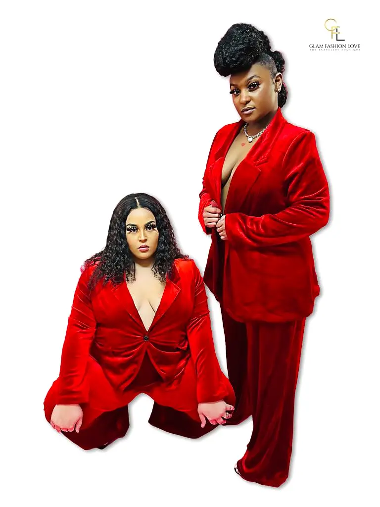 Red + size Velvet 2Pcs Suit