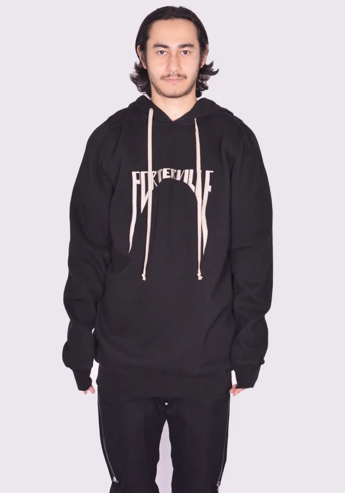 RICK OWENS MEN RR02D6282 FEM7 0908 EMBROIDERED SWEAT HOODIE BLACK (New Season FW24)