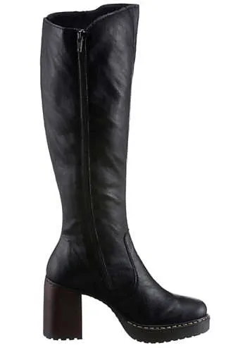 Rieker Knee Length Block Heel Boots | Kaleidoscope