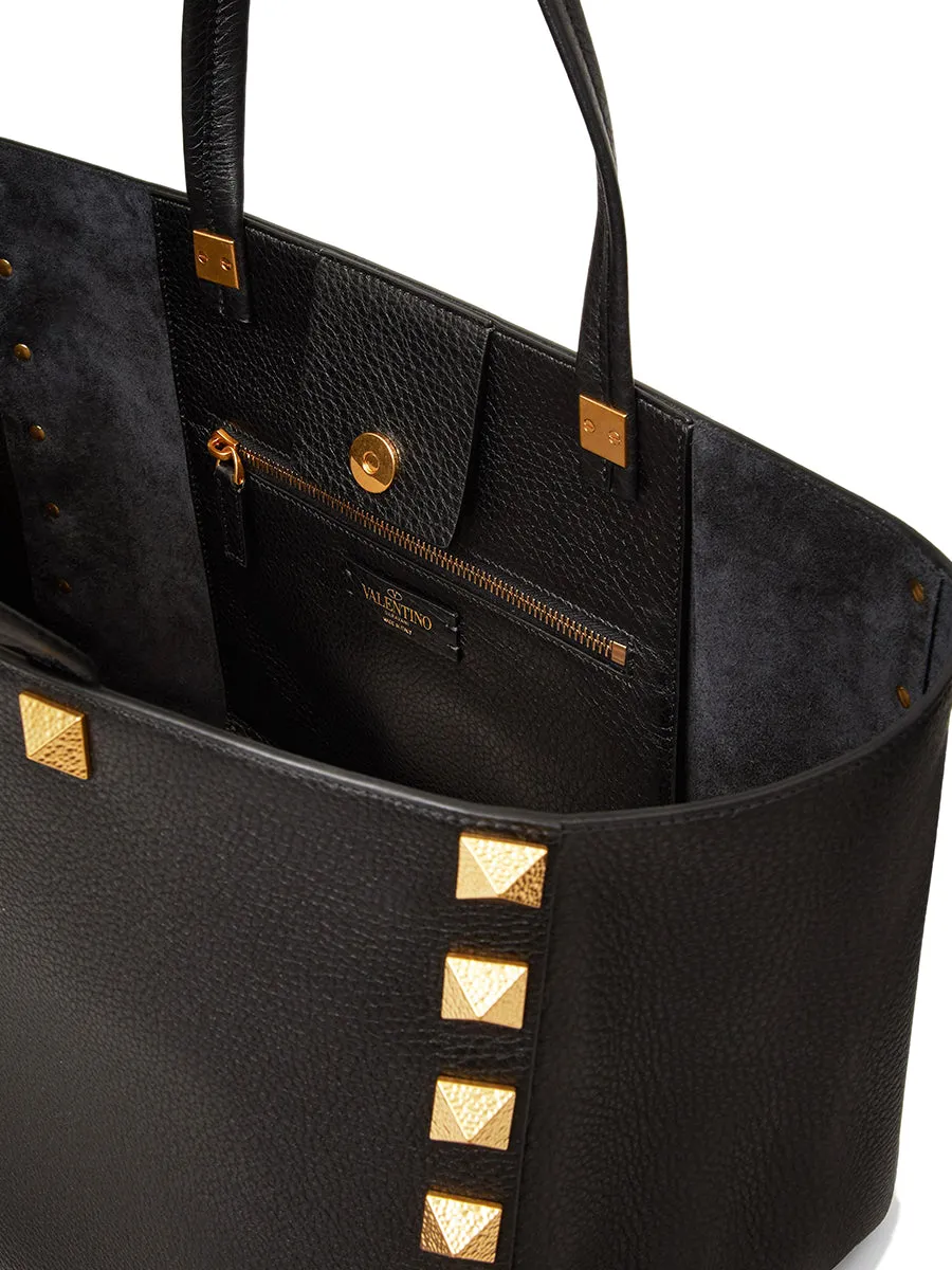 Roman Stud Grainy Leather Tote Bag