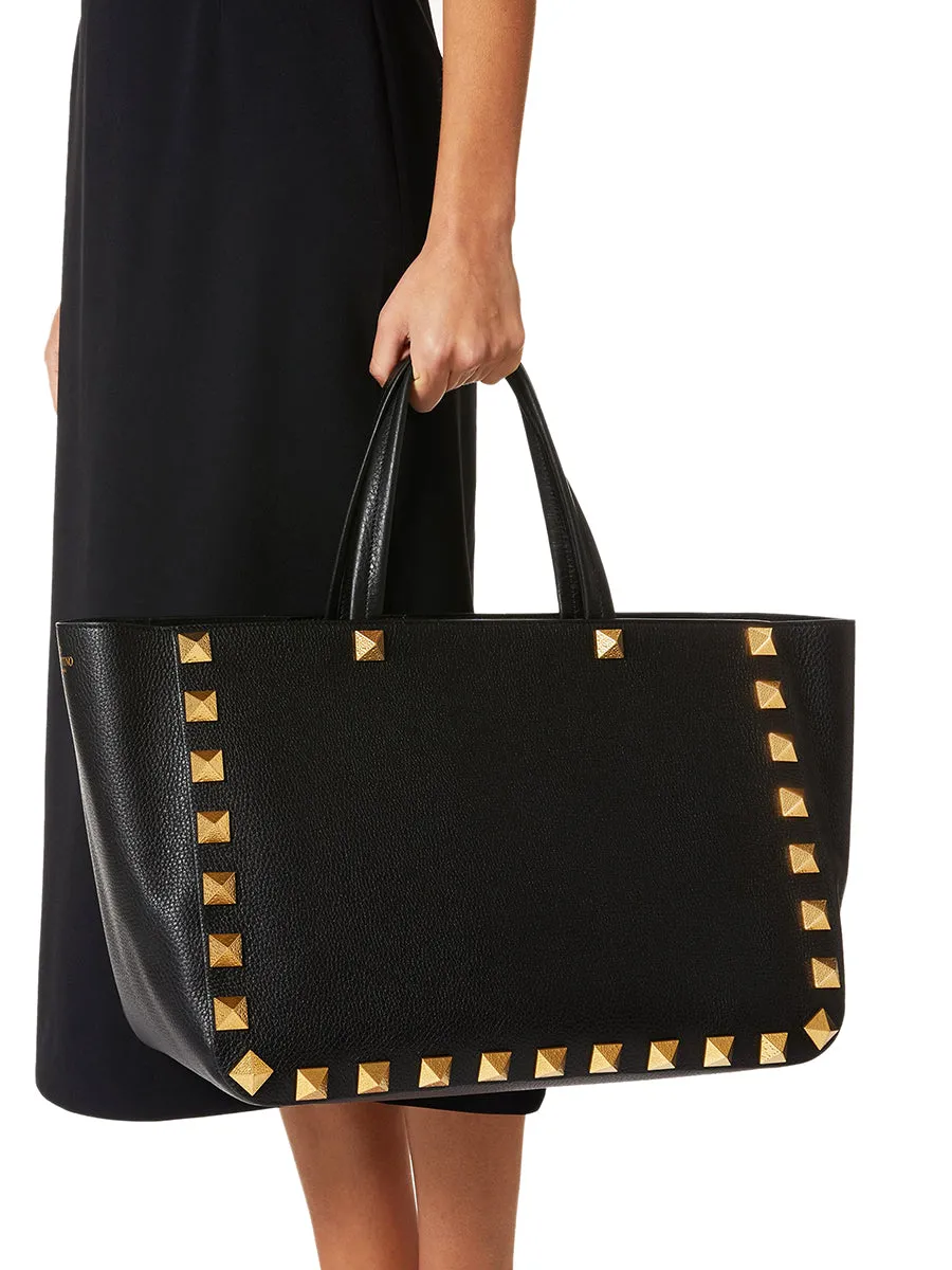 Roman Stud Grainy Leather Tote Bag