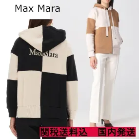 S Max Mara  |Long Sleeves Cotton Logo Hoodies & Sweatshirts