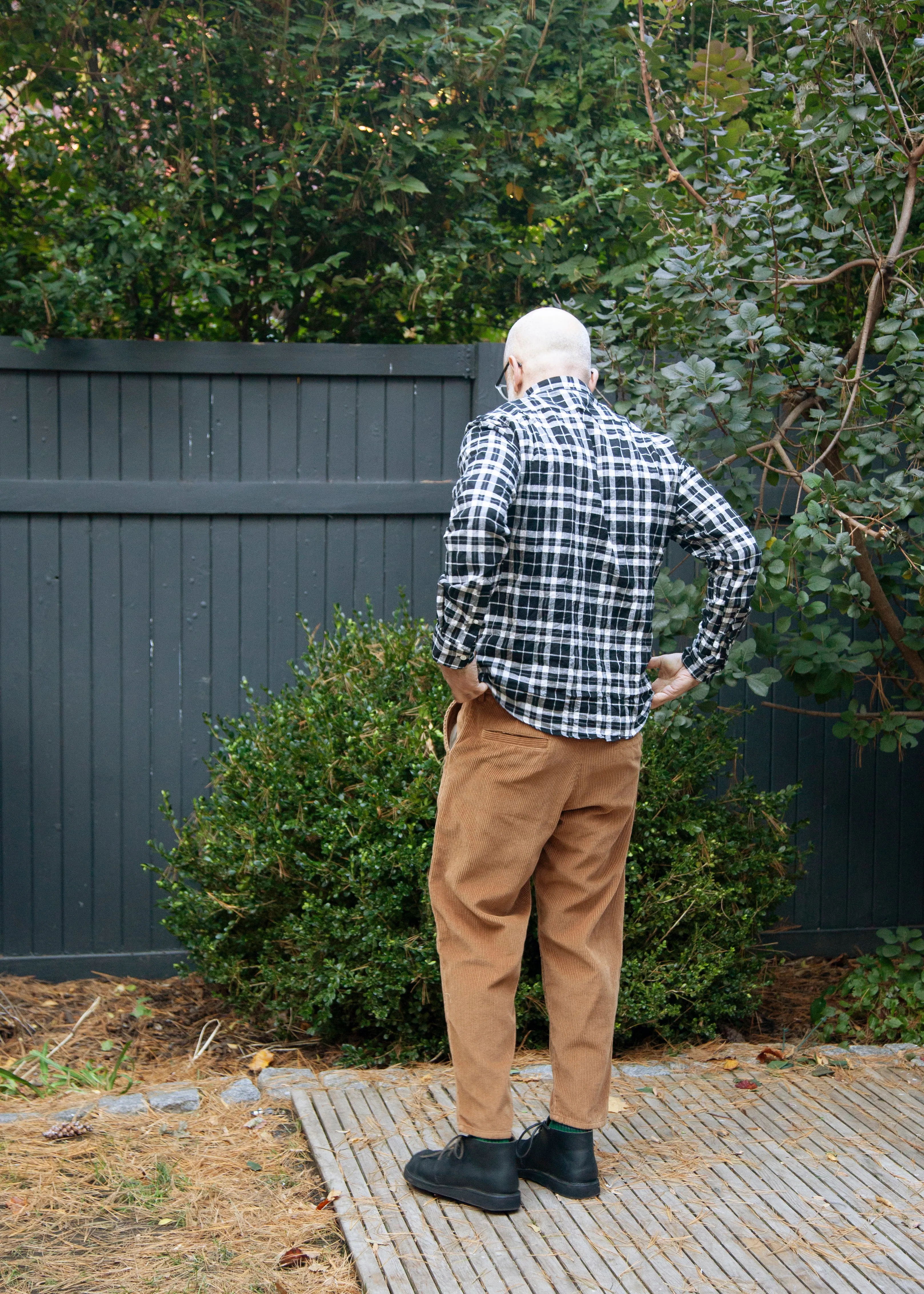 Single Needle Shirt, Black and White Pucker Flannel