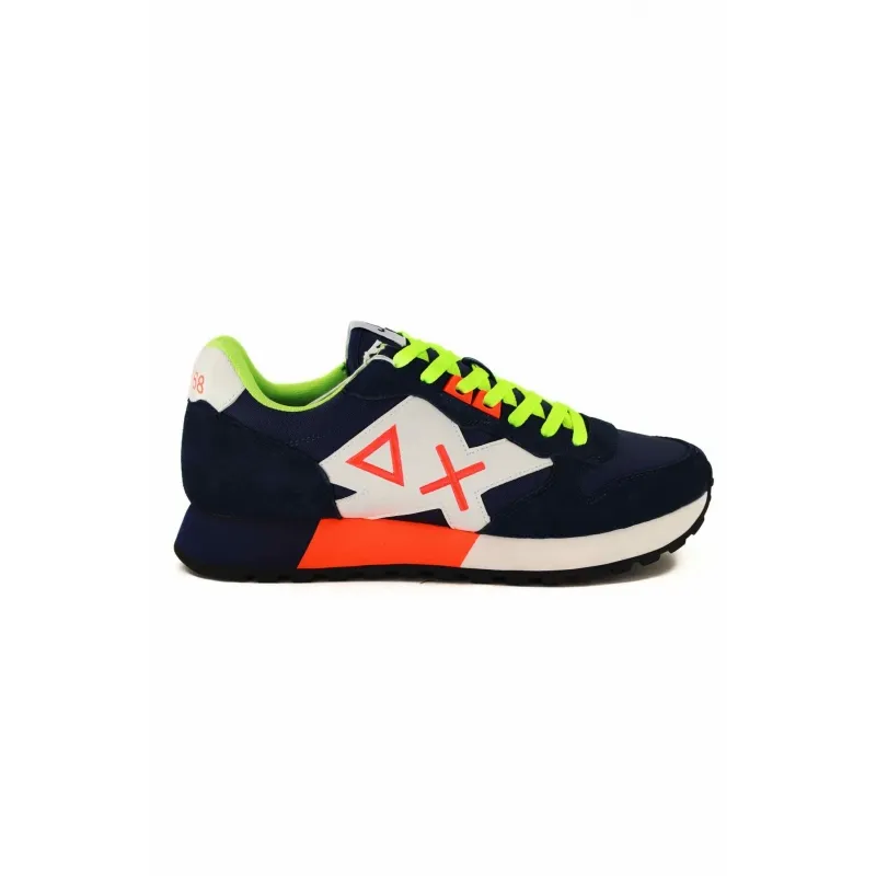 SNEAKERS UOMO IN PELLE E TESSUTO, BLU