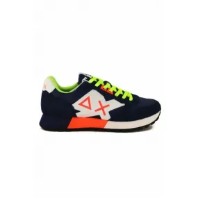 SNEAKERS UOMO IN PELLE E TESSUTO, BLU