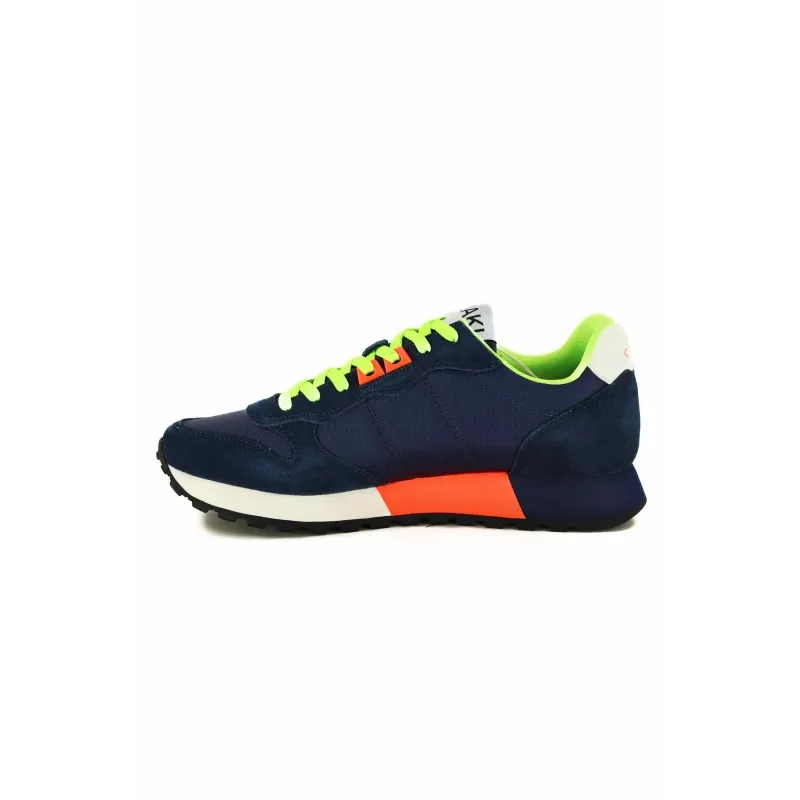 SNEAKERS UOMO IN PELLE E TESSUTO, BLU