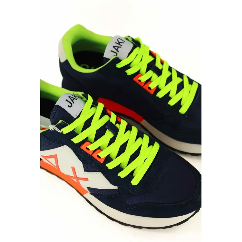 SNEAKERS UOMO IN PELLE E TESSUTO, BLU