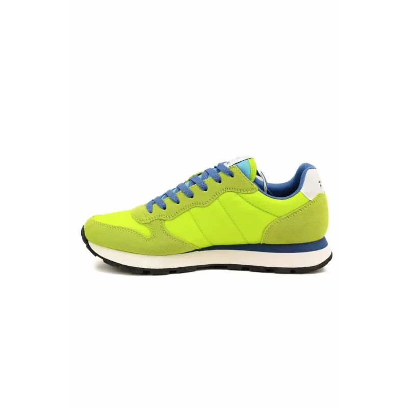 SNEAKERS UOMO IN PELLE E TESSUTO, VERDE