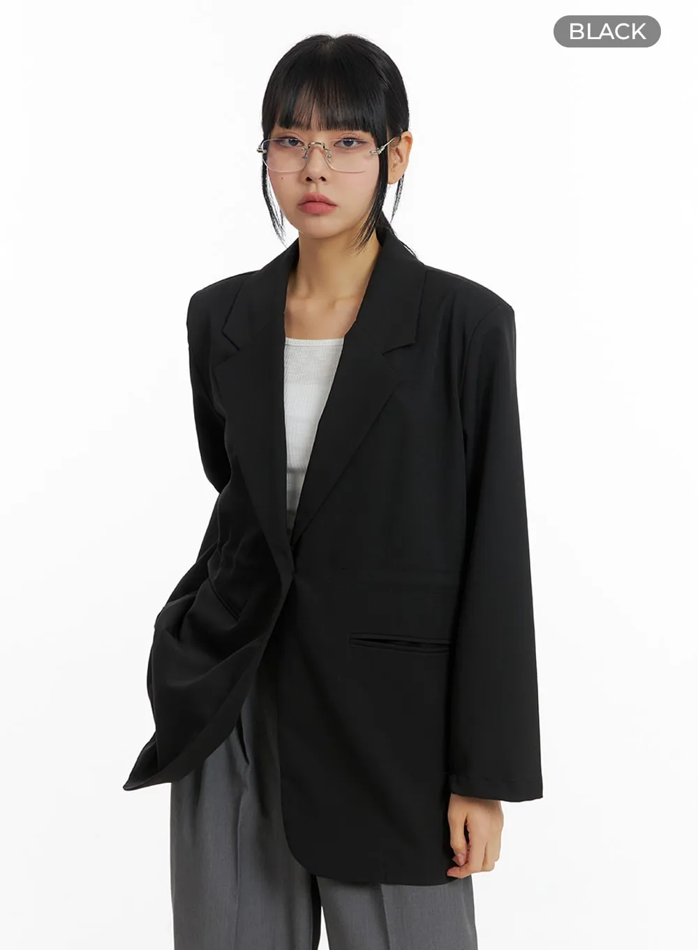 Solid Oversized Waist String Blazer Jacket IM414