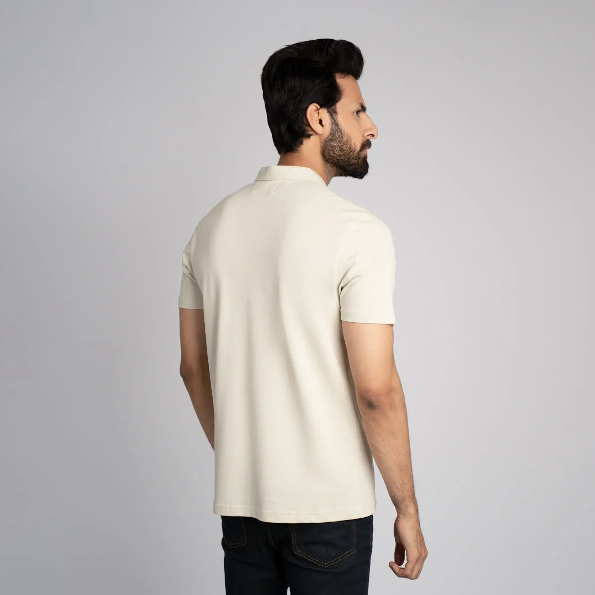 Stand Up Collar Half Sleeve Henley - HSSM1230008