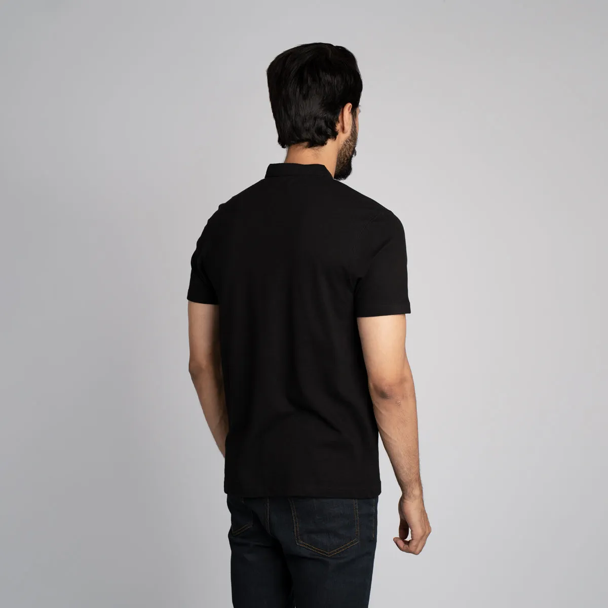 Stand Up Collar Half Sleeve Henley - HSSM1230008