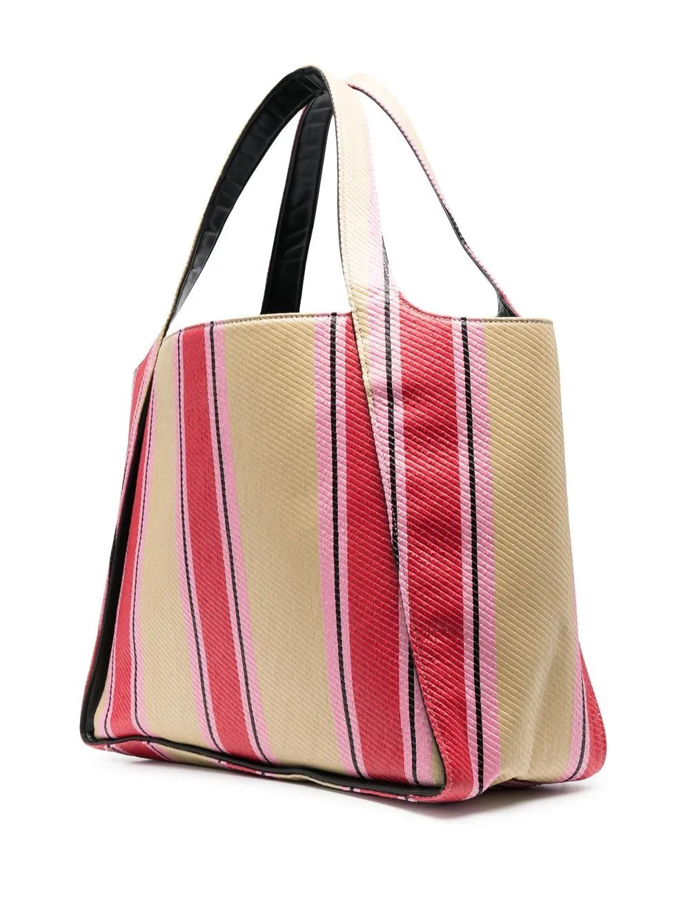 Stella McCartney    Stella Mc Cartney Stella Logo Striped Raffia Tote Bag