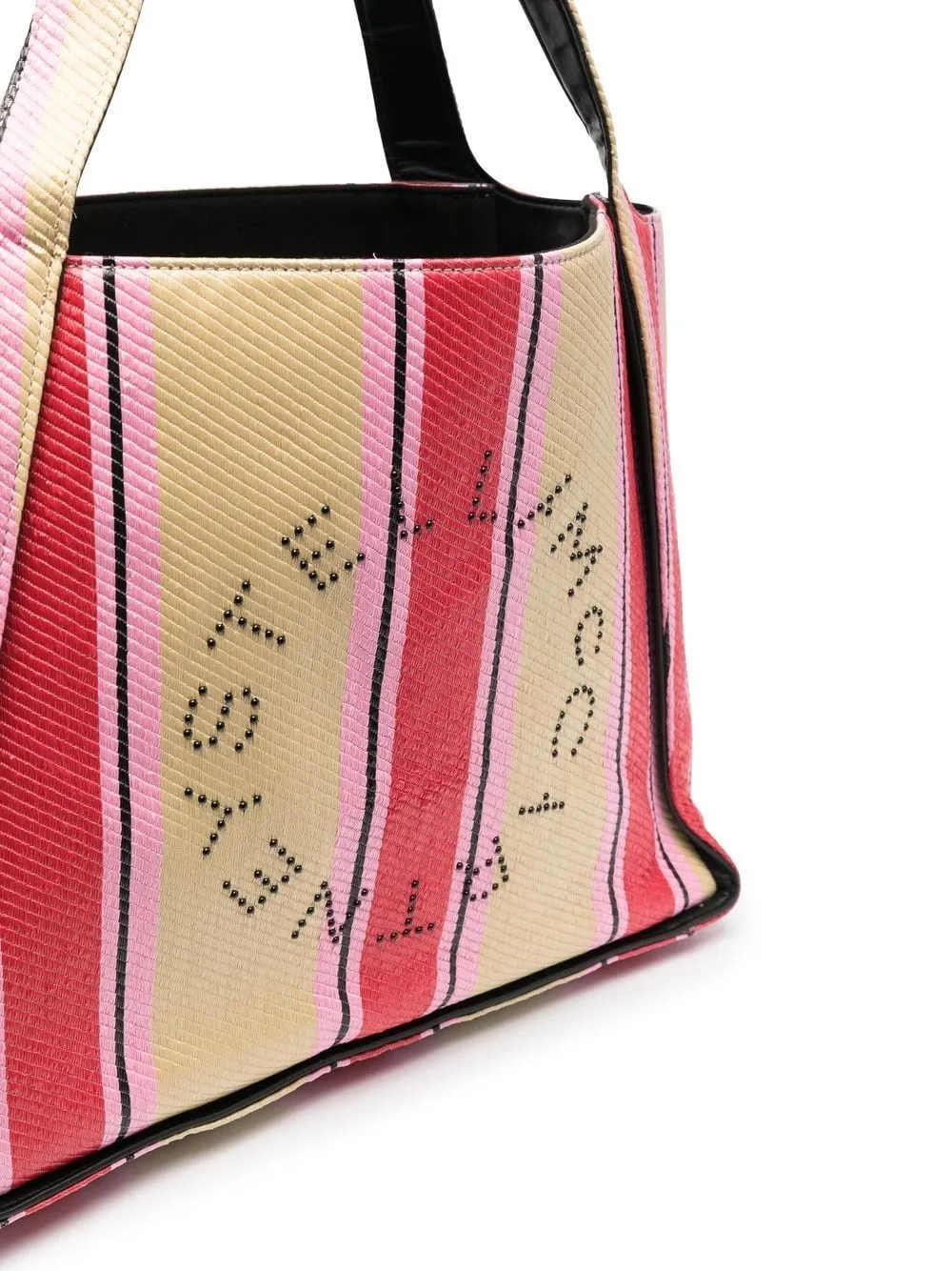 Stella McCartney    Stella Mc Cartney Stella Logo Striped Raffia Tote Bag