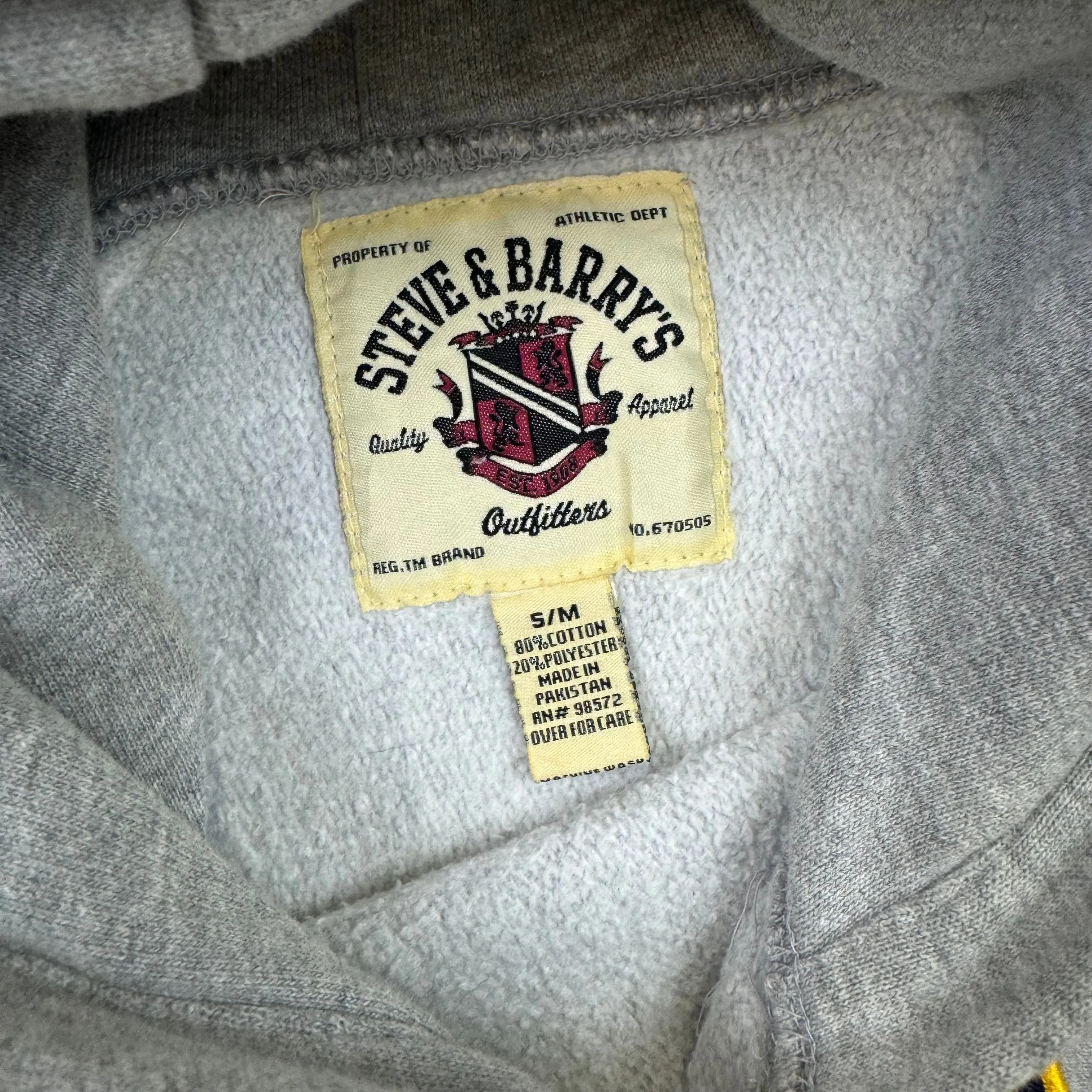 Steve & Barry's 90's Michigan Embroidered Pullover Hoodie Grey