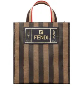 Striped Brown Shopper Tote Bag