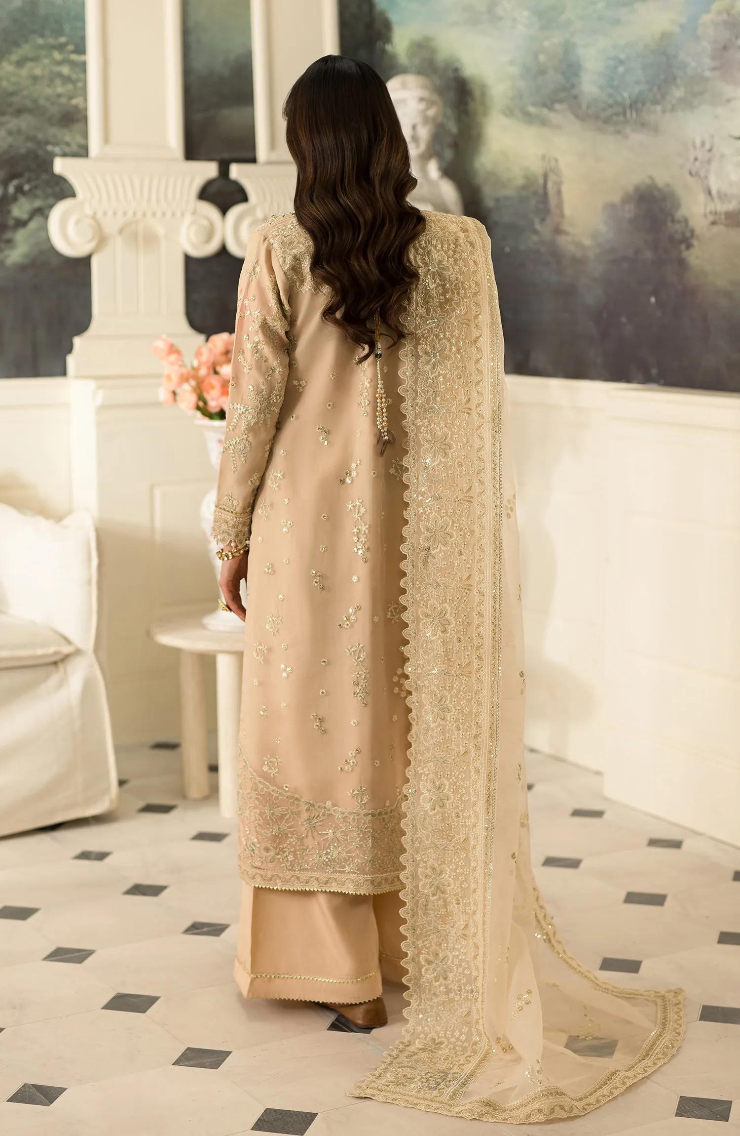 Suave by Emaan Adeel Embroidered Organza Unstitched 3Pc Suit - Aruna