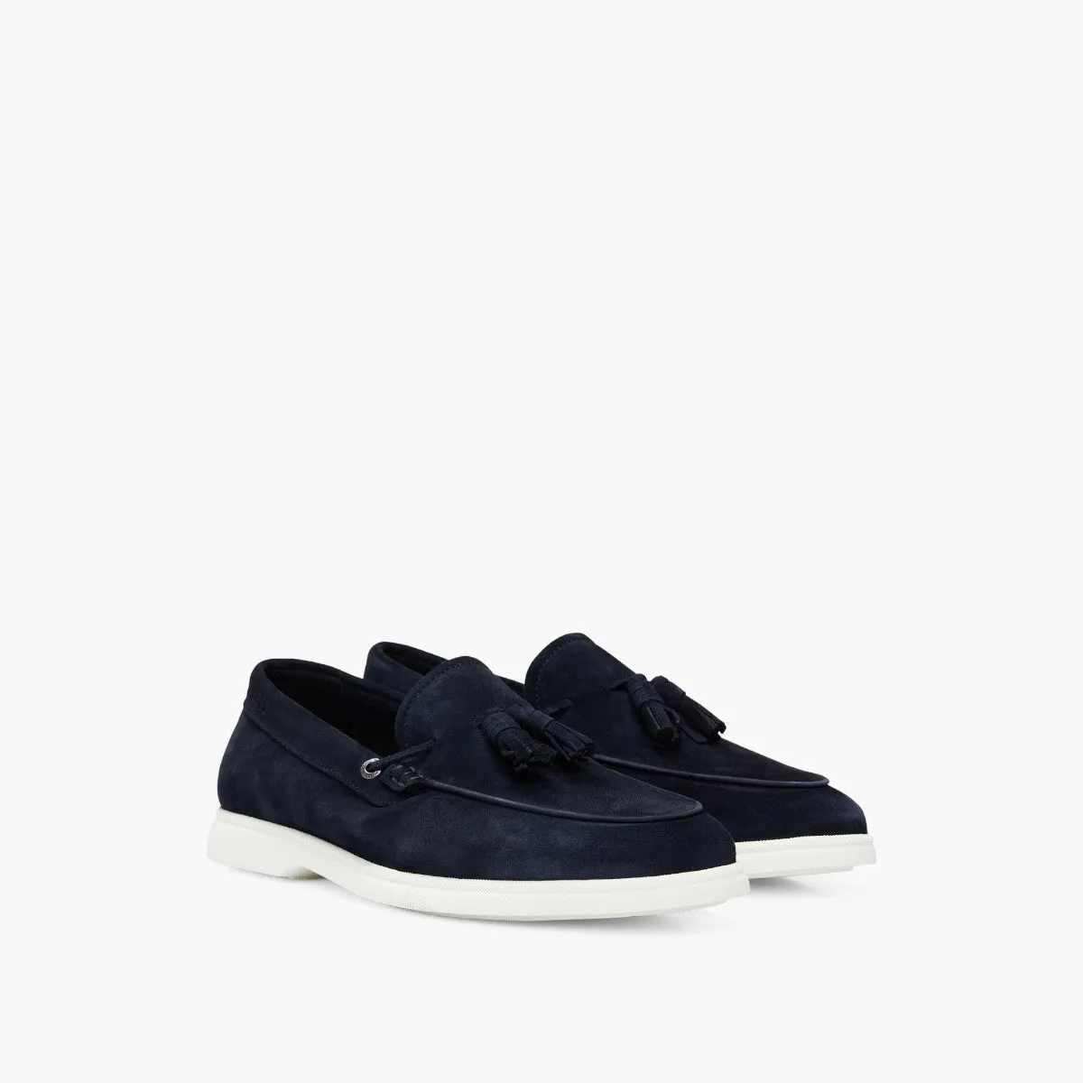 Suede Slip-On Loafers With Tassel Trim