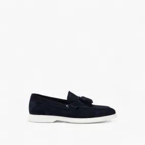 Suede Slip-On Loafers With Tassel Trim