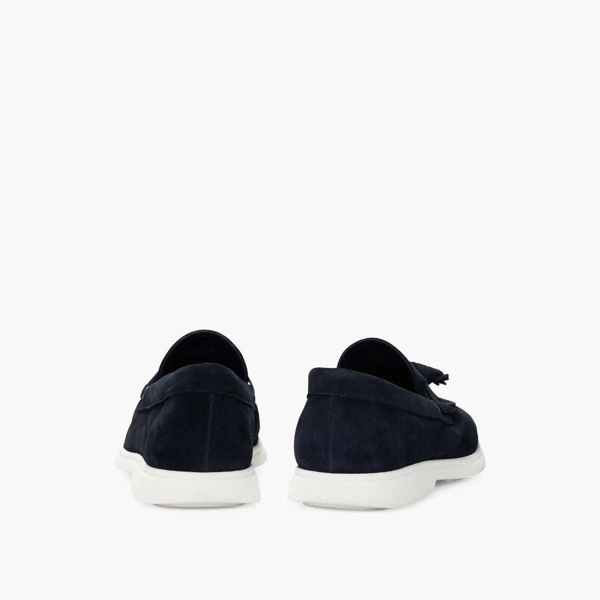 Suede Slip-On Loafers With Tassel Trim