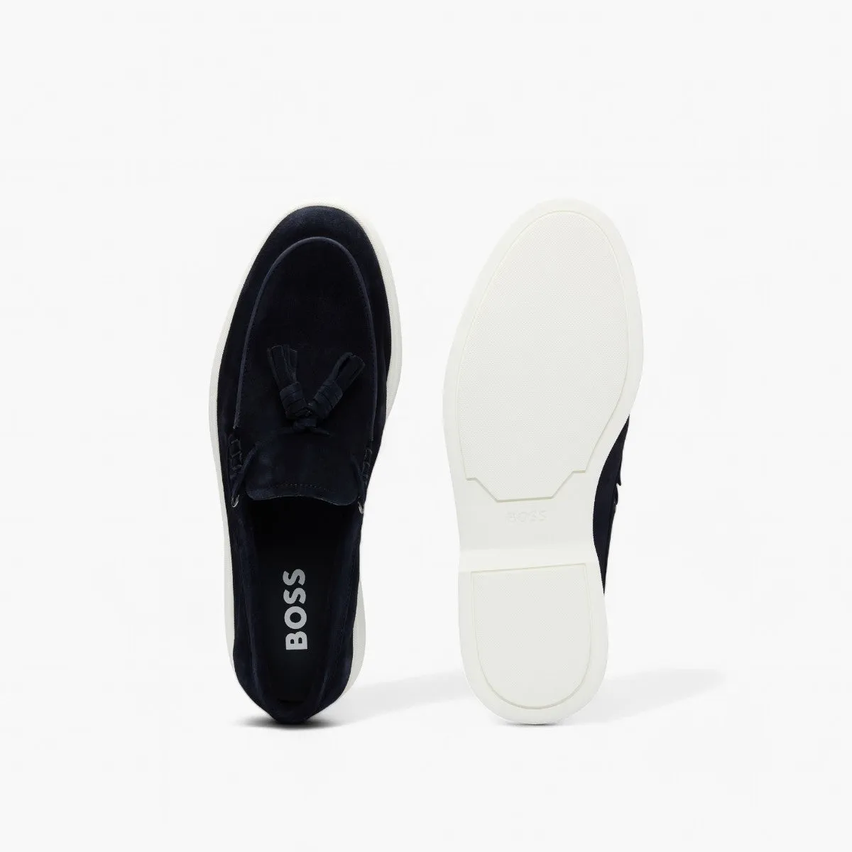 Suede Slip-On Loafers With Tassel Trim