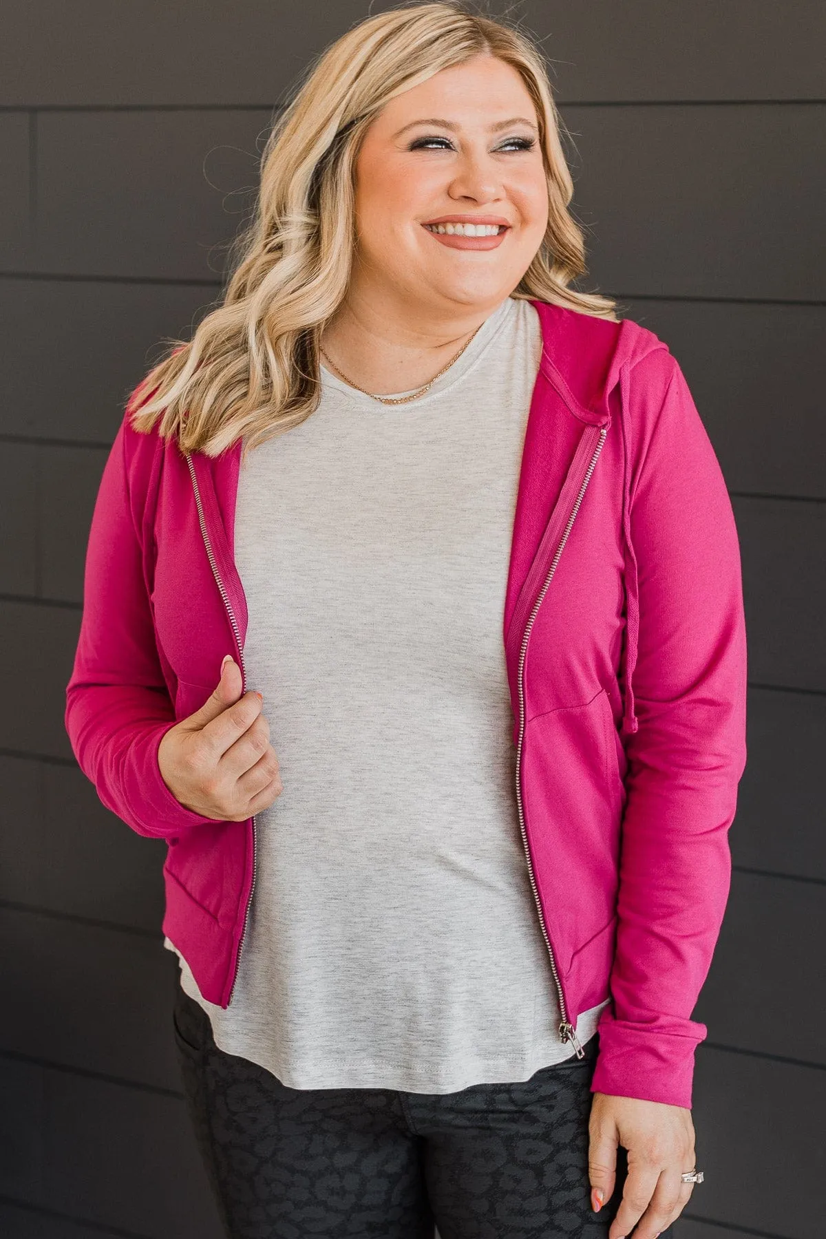 Sweep Me Away Lightweight Jacket- Deep Fuchsia