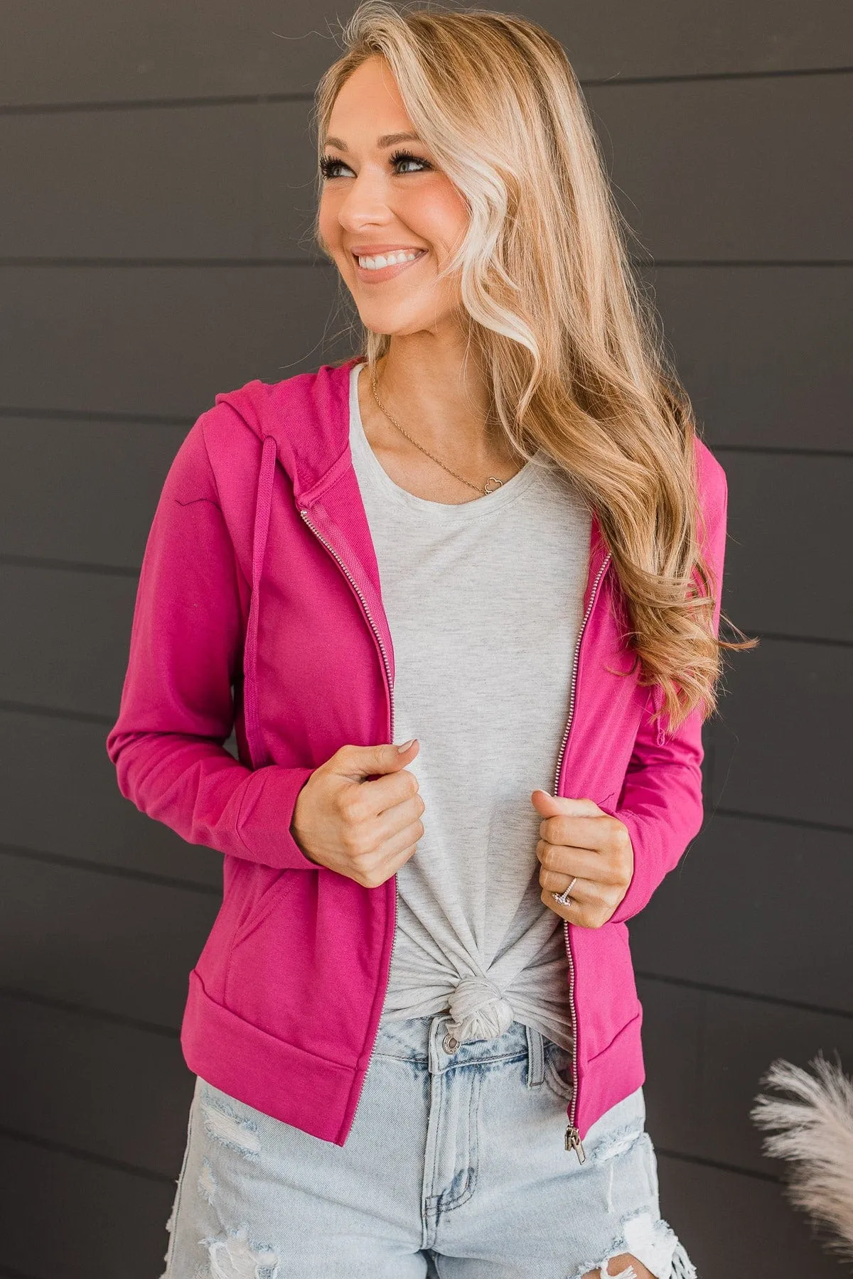 Sweep Me Away Lightweight Jacket- Deep Fuchsia