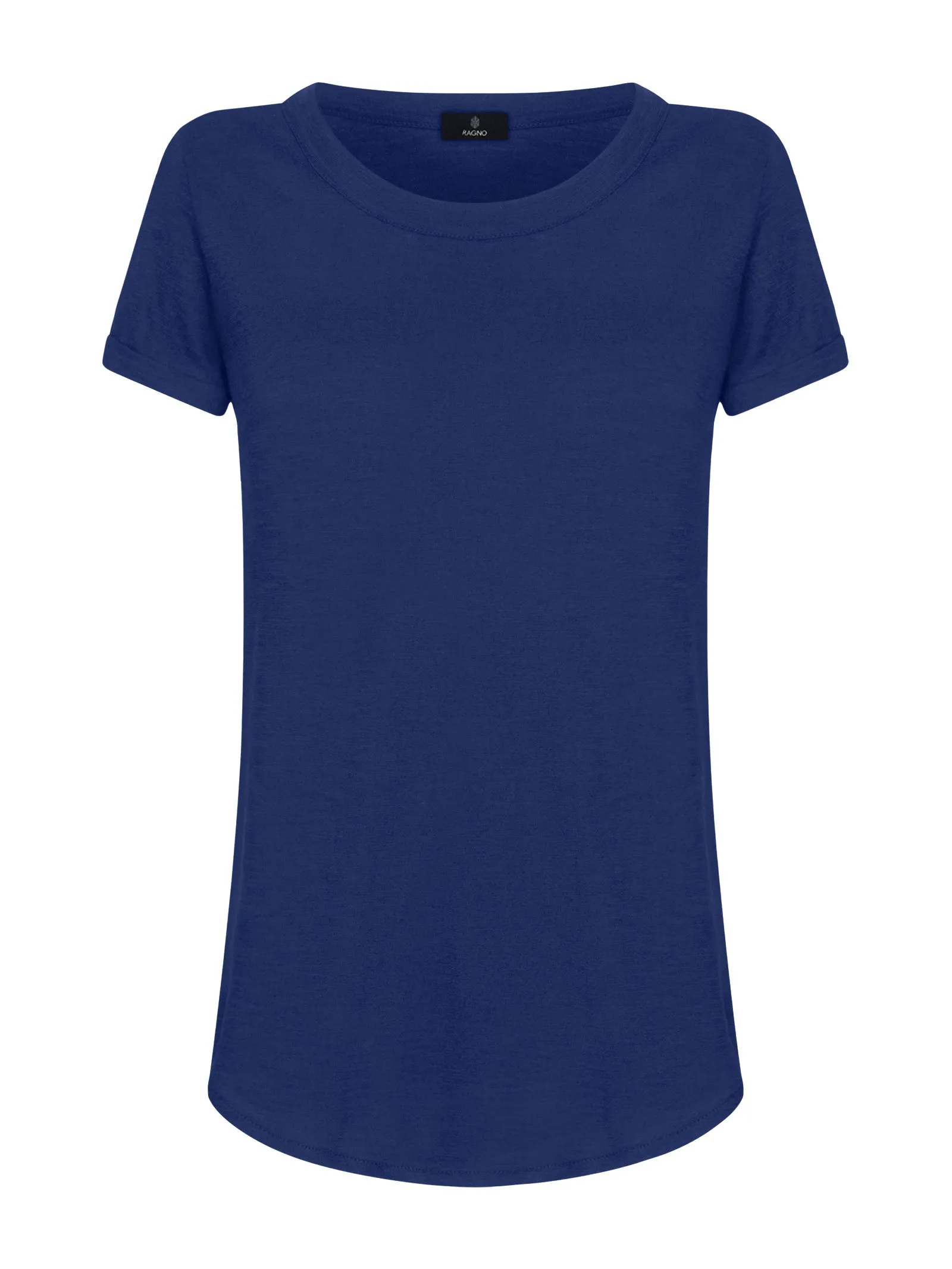 T-shirt girocollo in slub jersey di cotone - Blueberry