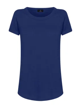 T-shirt girocollo in slub jersey di cotone - Blueberry