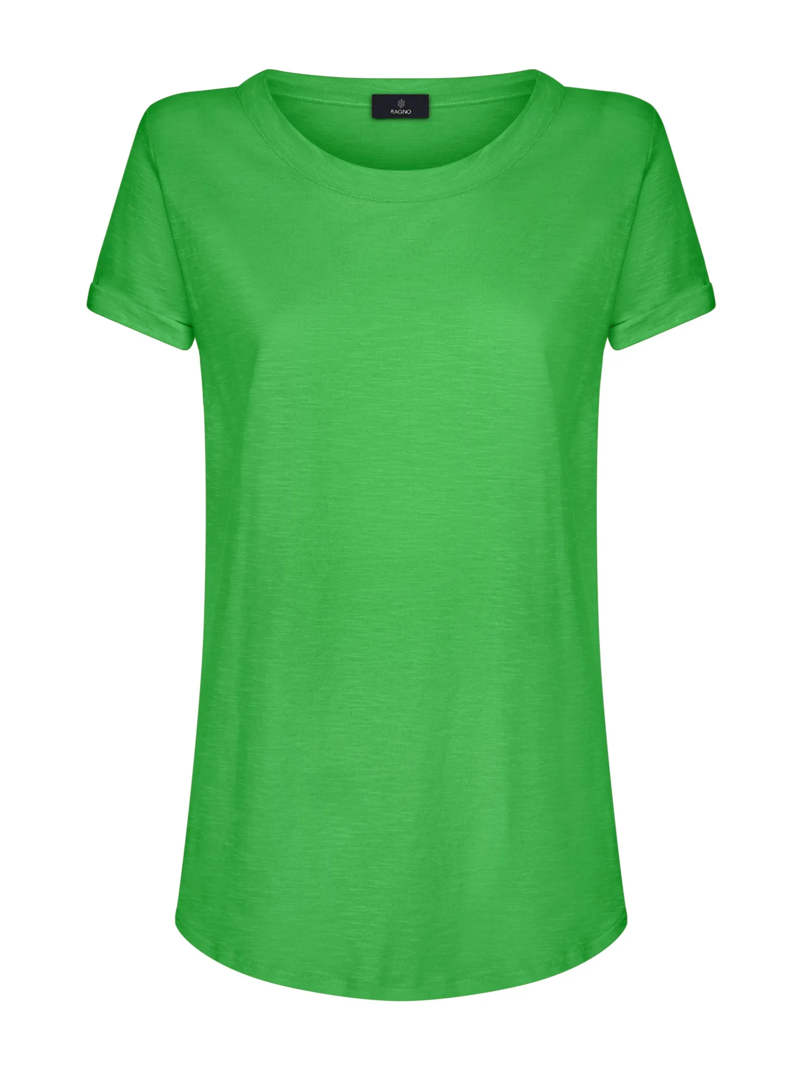 T-shirt girocollo in slub jersey di cotone - Classic Green