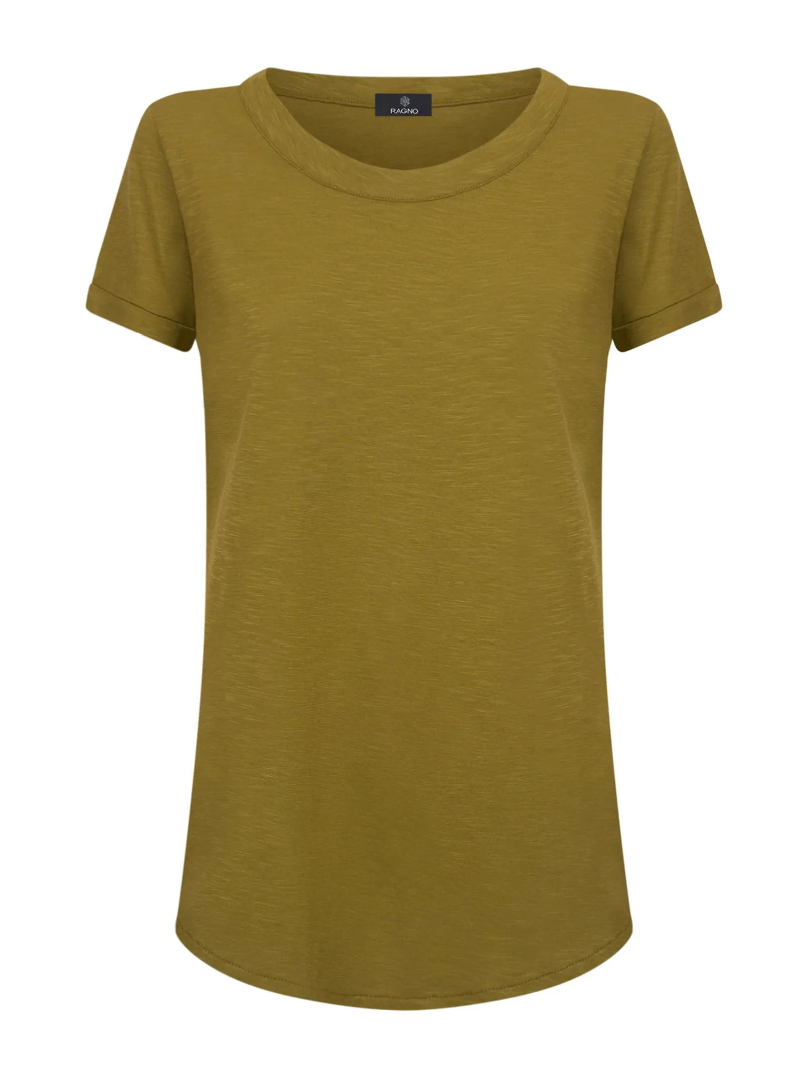 T-shirt girocollo in slub jersey di cotone - Green Moss