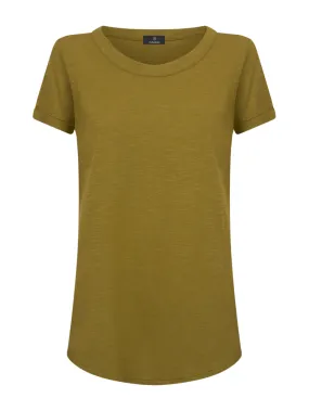 T-shirt girocollo in slub jersey di cotone - Green Moss