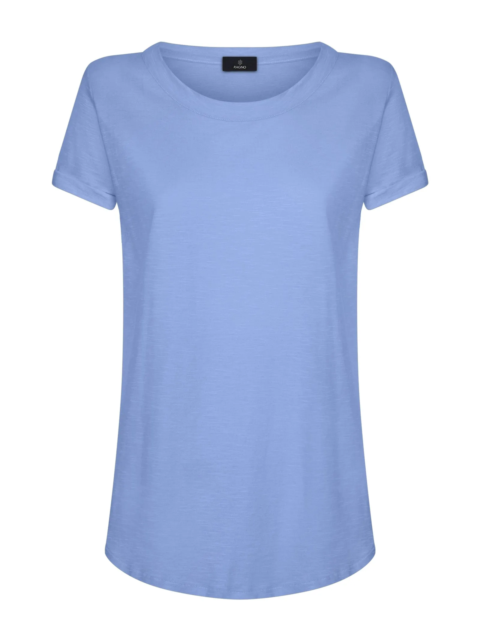 T-shirt girocollo in slub jersey di cotone - Hydrangea