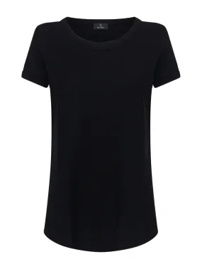 T-shirt girocollo in slub jersey di cotone - Nero